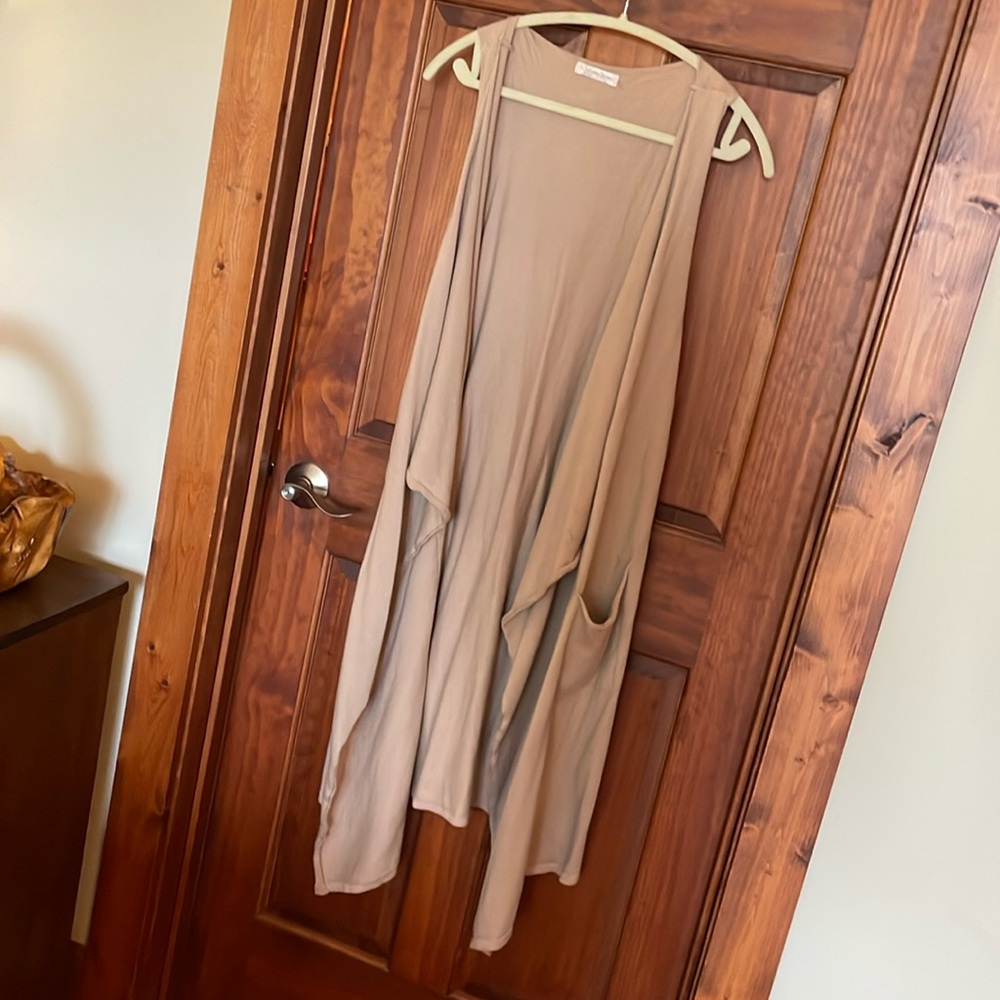 Cobblestone. Made in Italy. Tan sweater duster